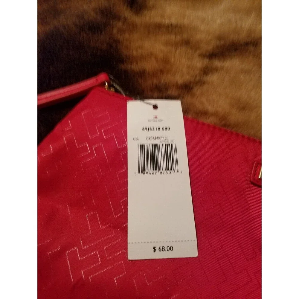 Tommy Hilfiger 69J6310 600 Red Logo Cosmetic Makeup Bag